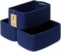 MiniArk Small Storage Baskets for Organizing | Closet Organizer Bins | Shelf Toy Basket | Woven Rope Baskets | Cube Decorative Box | Shallow Basket | 13x8.5x5.1” | 3 Packs Navy Blue by MiniArkStorageBasketsHome