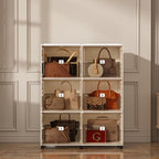 Purse Organizer for Closet, Handbag Storage, Brown 3-Tier 6-Cubby by BelleBox