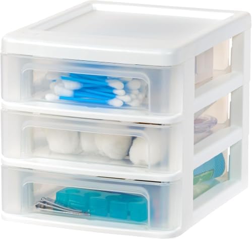 IRIS USA 4-Pack 3-Drawer Small Desktop Organizer, Stackable, White - Image 5