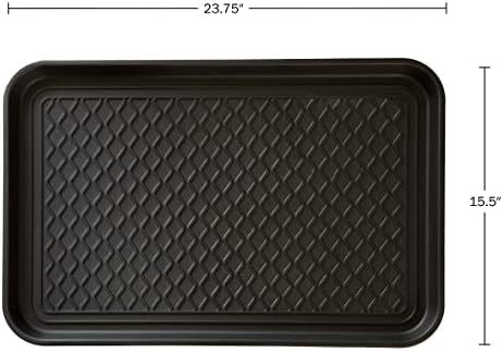 All-Weather Boot Tray 2-Pack - Water-Resistant Plastic Mud Pans, Pet Food Mats, and Outdoor or Indoor Shoe Mat for Entryway by Stalwart (Black) - Image 2