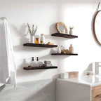 YYWUOJJ Wood Floating Shelves for Wall Decor, Rustic Wall Shelves for Bedroom Bathroom Kitchen Living Room, Set of 4 Walnut - Image 2