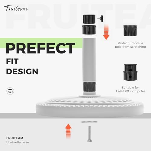 FRUITEAM 23-lbs Round Patio Umbrella Base Pre-Filled Umbrella Stand 15" Sun-Flower-Pattern Heavy Duty Market Umbrella Base Stand for Patio, Outdoor, Swimming Pool, White - Image 4