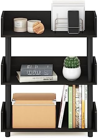Furinno TURN-N-TUBE Display Shelf, 3-Tier Storage Shelves with Side Panels, Open Shelves Book Shelf with Rounded Corner Top Edges, for Organization and Storage, Living Room, Home Office, Espresso - Image 5
