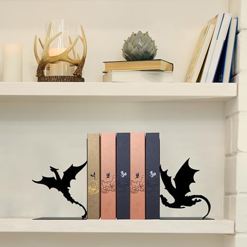 Fourth Dragon Bookends with Fantasy Wing Design, Dark Academia Shelf Decor - Image 6