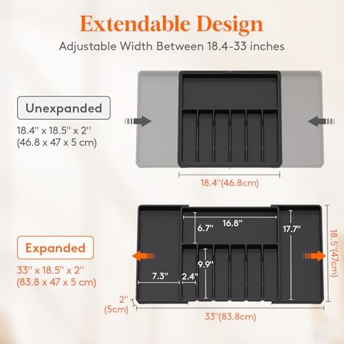 Lifewit Extra Large Silverware Drawer Organizer, Expandable Utensil Tray - Image 4