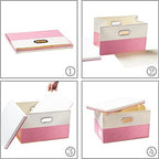 PRANDOM Large Collapsible Storage Bins with Lids [3-Pack] Fabric Foldable Storage Boxes Organizer Containers Baskets Cube with Cover for Home Bedroom Closet Office Pink&Cream(17.7x11.8x11.8) - Image 5