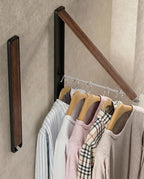 Dr.DJ Clothes Drying Rack Wall Mounted, Retractable & Foldable Clothes Hanger for Laundry Room Organization and Storage, Clothes Hanger Rack for Dorm, Closet, Balcony, Laundry Room(2Pack, Wood) by DrDJ