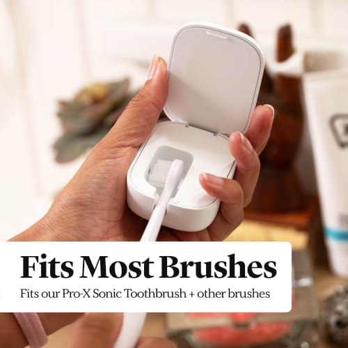 Made By Dentists PRO-X UV Toothbrush Sanitizer Clip - 5-Minute UV-C Cycle, 30-Day Battery, Universal Fit for Manual & Electric Toothbrushes, TSA-Friendly, Portable, White - Image 3