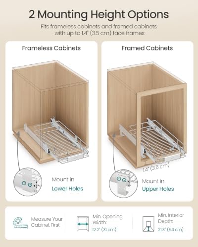 SONGMICS Pull Out Cabinet Organizer 11.6" W x 21.3" D, Easy Pull-Out - Image 4