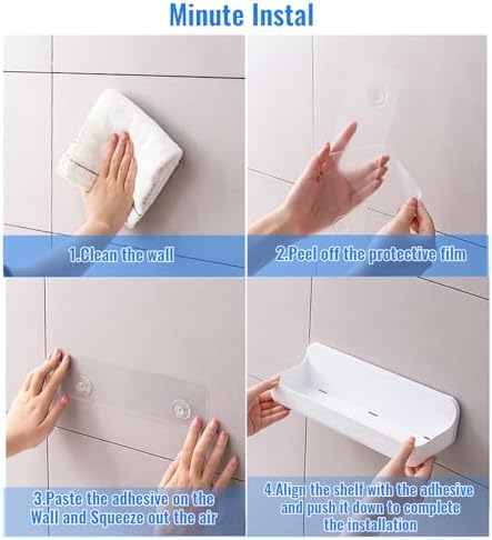 Diesisa Acrylic Wall Mount Organizer, Adhesive Shelves,2Pc Bathroom Shelves - Image 6