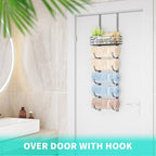 HapiRm Towel Racks for Bathroom Storage - 6 Tier Over The Door & Wall Mount Rolled Towel Storage Organizer Holder with Metal Shelf Basket for Small Bathroom, Camper, Rv - Sliver, Patented - Image 4