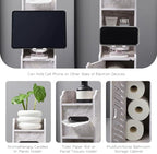 Slim Toilet Paper Storage Cabinet, Freestanding Toilet Paper Holder Stand, Bathroom Storage Cabinet for Storage and Toilet Paper Organization (Marble White) - Image 4