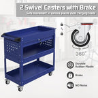 3 Tray Rolling Tool Cart with Drawers, 400 LBS Capacity Mechanic Tool Cart on Wheels, Heavy Duty Utility Cart with Pegboard, Metal Work Cart for Garage and Repair Shop, Blue - Image 5