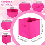 Yinder 12 Pcs Cube Storage Bin Pink 10.5''x10.5''x11'' Storage Cubes - Image 2
