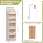 Over Door Organizer with 6 Extra Large Pockets 12 Side Pockets, Sturdy Closet Storage Rack, Hanging Storage Organizer with Clear Window for Shoes, Diaper, Bedroom, Bathroom, Beige, 3-Pack - Image 2