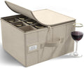 Sorbus Wine Glass Storage, Stemware Case with Dividers (1 Pack, Beige) by Sorbus