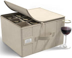 Sorbus Wine Glass Storage, Stemware Case with Dividers (1 Pack, Beige) by Sorbus