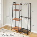 HavenlyYouth Purse Storage Organizer for Closet, 4-Tier Iron Wood Purse Rack, 8 Purse Hooks & 2 Side Hooks for Bag Organizer, Large Capacity Handbag Storage Rack for Home, Living Room - Image 3
