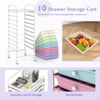 GIANTEX 10 Drawer Storage Cart, Rolling Craft Cart w/Metal Tabletop - Image 4