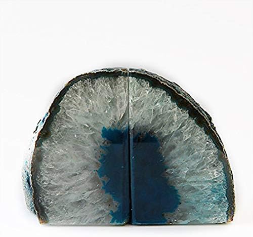 JIC Gem Teal Agate Geode Heavy Duty Bookends 1 Pair 6-8 Lbs Shelf Decor - Image 4