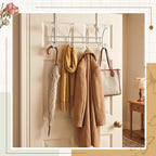Over The Door Towel Hooks with Crystal Knobs, 8 Hook Heavy Duty Doors Hanger Rack for Bathroom, No Drill Slim Over Door Organizer for Bedroom Closet, Holds Coats Towels Robes Bags Purse - Image 5