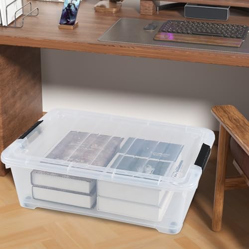 4 Packs 20 Quart Plastic Under Bed Storage Container with Wheels - Image 5