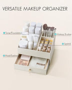 VLANDO 2-Layer Makeup Organizer with Drawers for Vanity,Beige - Image 2
