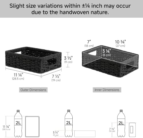 StorageWorks Wicker Baskets for Organizing, Paper Rope Black Baskets,2-Pack - Image 3