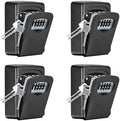 Key Lock Box Wall Mounted, Fayleeko 4 Digit Combination Lockbox for Outside, House Keys - 5 Keys Capacity, Key Safe Security Storage Lock Box for Indoor, Outdoor, Garage, Garden, Store (Black, 4Pack) by Fayleeko
