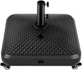 Yaheetech 123lbs Capacity Fillable Mobile Umbrella Base, Faux Rattan, Black by Yaheetech