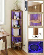 Corner Shelf Stand, 5 Tier Corner Bookshelf,Corner Furniture for Bedroom Display Corner Shelf for Small Space,Wood Shelves with Storage Rack for Living Room,Office,Walnut - Image 4