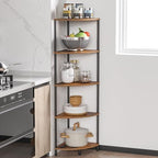 5 Tier Corner Shelf Stand, 44.1", Rustic Brown - Image 3