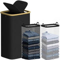 efluky Double Laundry Hamper with Lid and 2 Removable Bags, Black by efluky