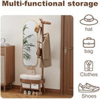 AQIMUELE Shoe Bench with Coat Rack, Shoe Rack with 9 Hooks, Walnut - Image 3
