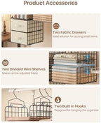 4 Tier Metal Hanging Closet Organizer with 2 Fabric Drawers - Image 5