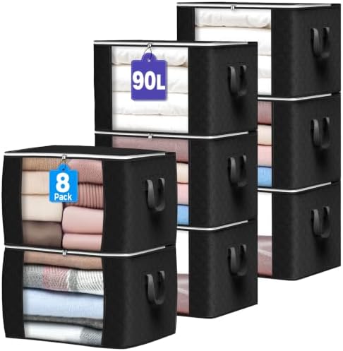 90L Large Storage Bags, 8 Pack Clothes Storage Bins Closet Organizers by BuddingJoy-BuildaJoyfulLifeforYou