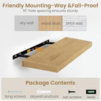 Fun Memories 55 Inch Long Floating Shelves for Wall, 55x9.3 Large Floating Shelf for Bedroom, Kitchen, Bathroom, Wall Mounted Rustic Wood Shelves with Invisible Bracket for Books, Decor, Oak - Image 6
