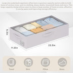 CYhom 3Pcs Under Bed Storage Bins with Metal Frame - Shoe Organizer for Closet with Clear Cover Oxford Fabric Sturdy Underbed Container Foldable Stackable Clothes Organizer (Grey, 23.5x11.8x6.3) - Image 5