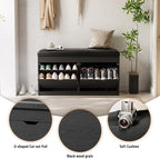 40" Shoe Storage Bench with Flip Drawers Padded Seat Cushion, Shoe Cabinet with Lift Top Storage Box, Shoe Bench Shoe Organizer for Entryway, Hallway, Living Room, Black - Image 6