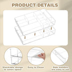 Briwooody 3 Pcs Acrylic Drawer Organizer, 13.7 x 8.7 x 2'', 8 Compartments - Image 3