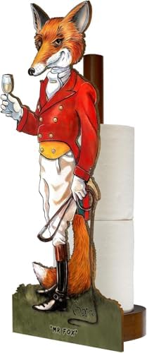 British Fun Toilet Roll Storage & Kitchen Towel Holder Wooden Stand | Equestrian Artwork Gift | Novelty Kitchen & Bathroom Decor | This Mr Fox Design is Sure to Impress with Style & Practicality. - Image 4