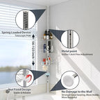 Shower Caddy Tension Pole, 4-Tier Adjustable Corner Organizer, 39-125 in - Image 3