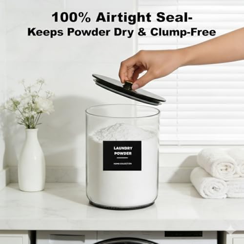 2 Pack 1 Gallon Glass Laundry Detergent Dispenser for Powder-Black - Image 6