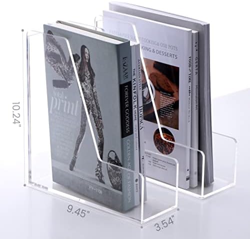 HeZone Magazine Holder, Clear Acrylic Desk Organizers, File Organizer for Desk, Magazine Rack- Desktop Book Storage -Independent Vertical 1 Space-2 Pack - Image 3