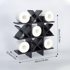 DAOYOUSKY Tic Tac Toe Toilet Paper Holder Stand with 4pcs Wooden X, Farmhouse Rustic Wall Mounted Funny Toilet Papers Storage Organizer with Shelf, Guest Bathroom Decor, Black - Image 5