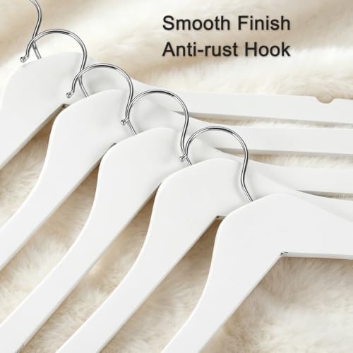 TOPIA HANGER White Wooden Hangers 30 Pack, 0.28 inch Slim Wood Clothes Hanger with Flat Design and Smooth Notches, Lightweight & Durable Space Saving Hangers for Shirt, Coat, Camisole-CT31W - Image 4