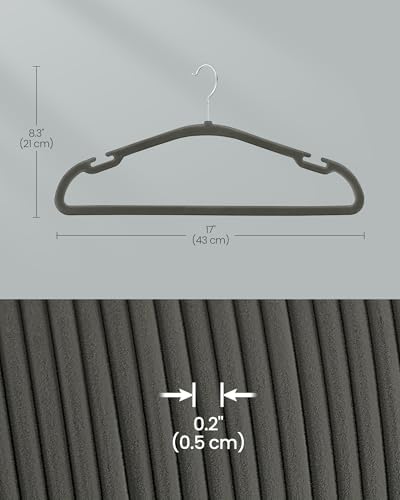 SONGMICS Velvet Hangers 50 Pack, Non-Slip Clothes Hangers, 17 x 8.3 Inches - Image 5