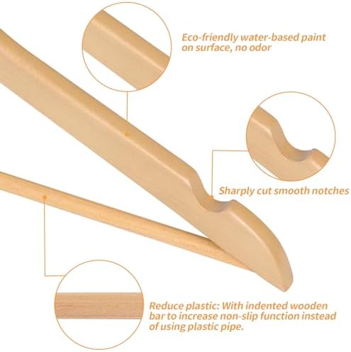 Amazon Basics Wood Suit Clothes Hangers for Closet Organizer, Natural, 30-Pack - Image 3
