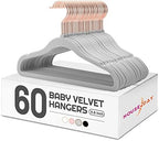 HOUSE DAY Velvet Baby Hangers for Closet, Kids Hangers Velvet 60 Pack, Non Slip Toddler Hanger 11.8 Inch, Durable Childrens Hanger for Newborn Baby Clothes- Gray by HOUSEDAY