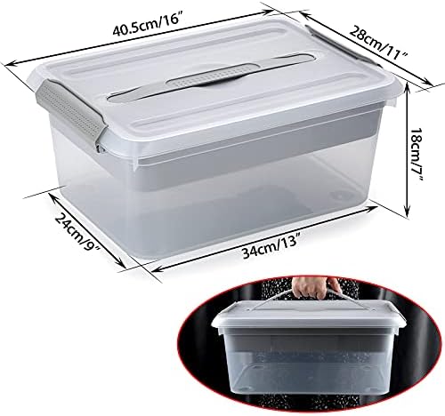 BTSKY Stack & Carry Box, Clear Plastic Storage Container Stackable Home Utility Box with Removable Tray Multi-Purpose Storage Bin for Organizing Stationery, Sewing, Art Craft Supplies(Grey) - Image 3